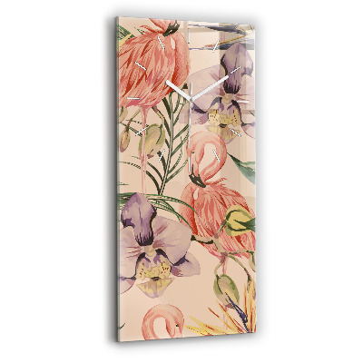 Vertikální skleněné hodiny Tropické palmové listy