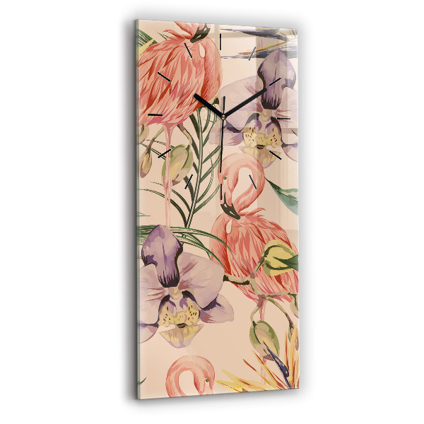 Vertikální skleněné hodiny Tropické palmové listy