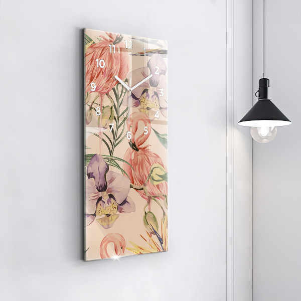 Vertikální skleněné hodiny Tropické palmové listy