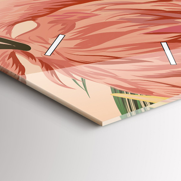 Vertikální skleněné hodiny Tropické palmové listy