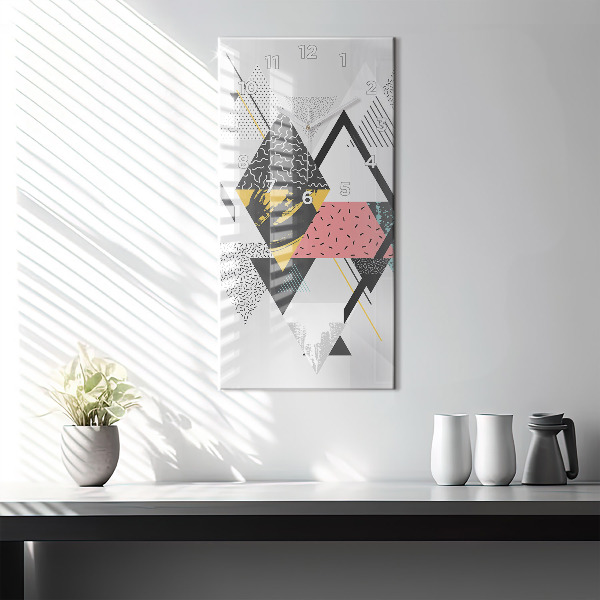 Vertikální skleněné hodiny Geometrický vzor