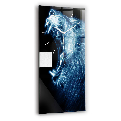 Vertikální skleněné hodiny Divoký lev