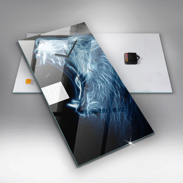 Vertikální skleněné hodiny Divoký lev