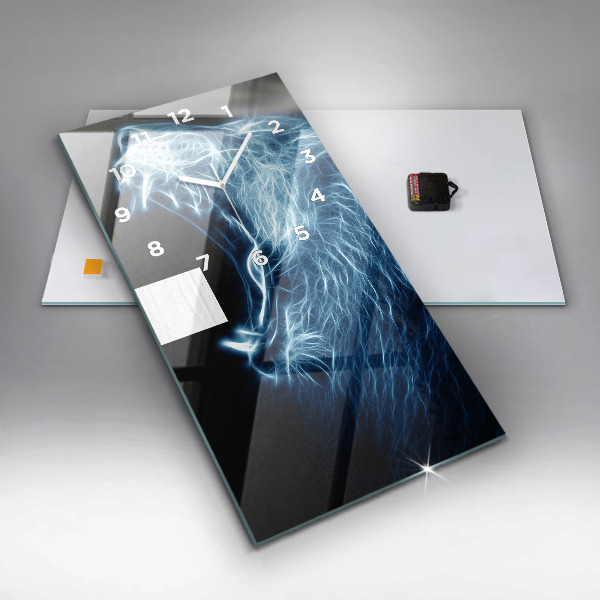 Vertikální skleněné hodiny Divoký lev