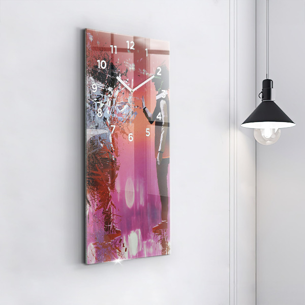 Vertikální skleněné hodiny Kyberprostor