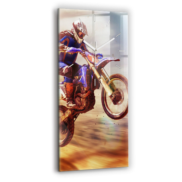 Vertikální skleněné hodiny Enduro motokros