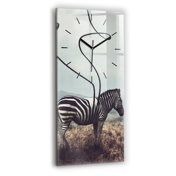 Vertikální skleněné hodiny Zebra - abstrakce