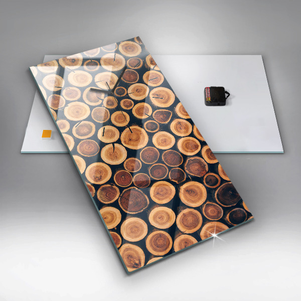 Vertikální skleněné hodiny Dřevo