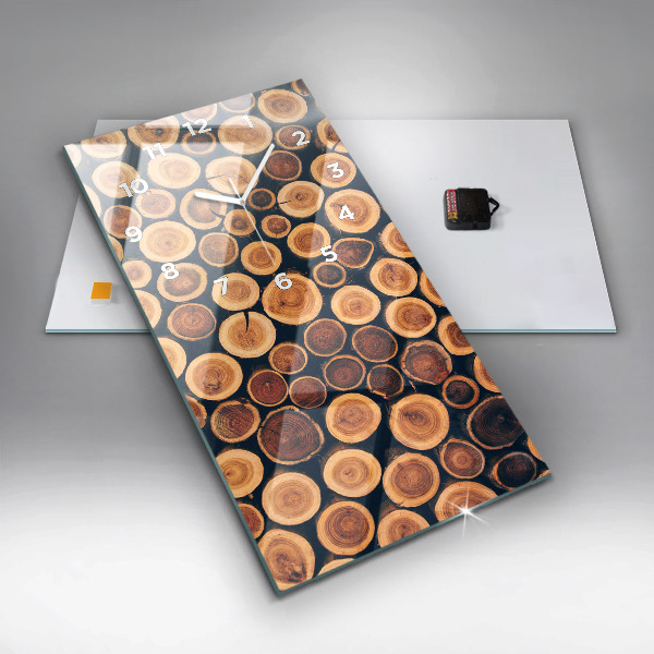 Vertikální skleněné hodiny Dřevo