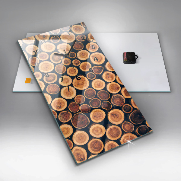 Vertikální skleněné hodiny Dřevo