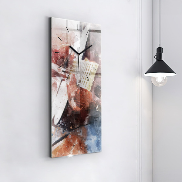 Vertikální skleněné hodiny Vizualizace kytary