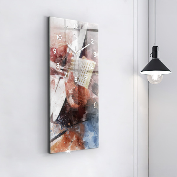 Vertikální skleněné hodiny Vizualizace kytary