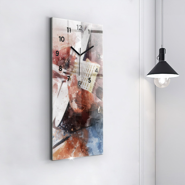 Vertikální skleněné hodiny Vizualizace kytary