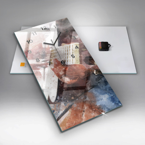 Vertikální skleněné hodiny Vizualizace kytary