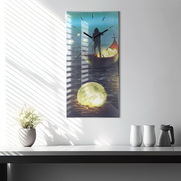 Vertikální skleněné hodiny Abstrakce