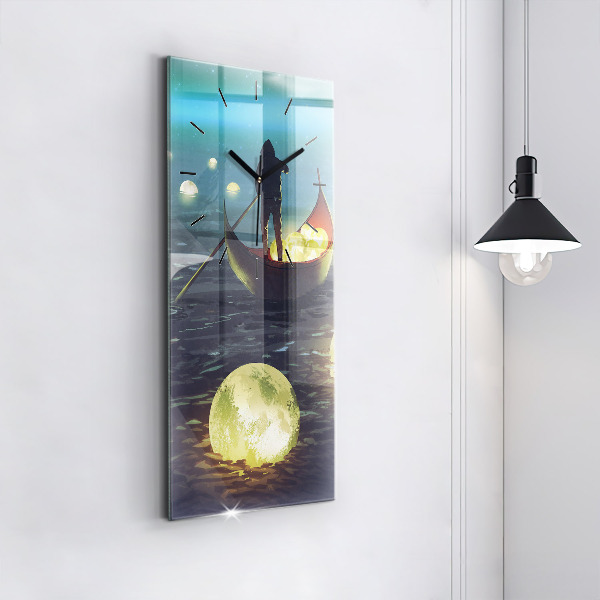 Vertikální skleněné hodiny Abstrakce