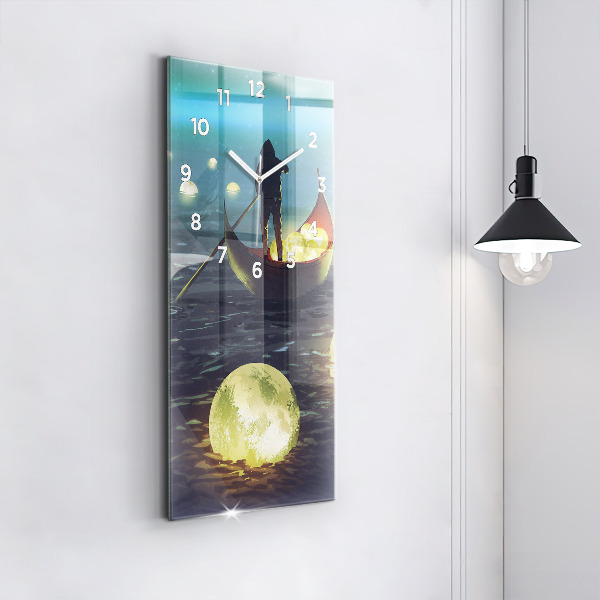 Vertikální skleněné hodiny Abstrakce