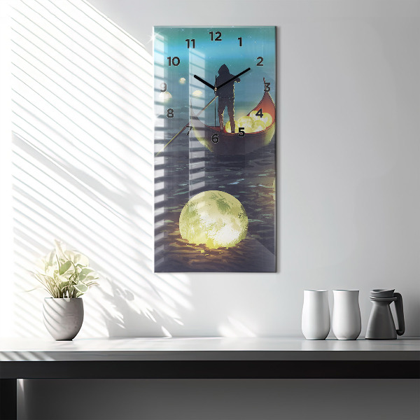 Vertikální skleněné hodiny Abstrakce