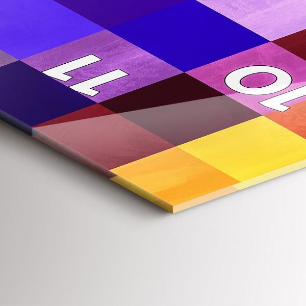 Vertikální skleněné hodiny Kompozice čtverců