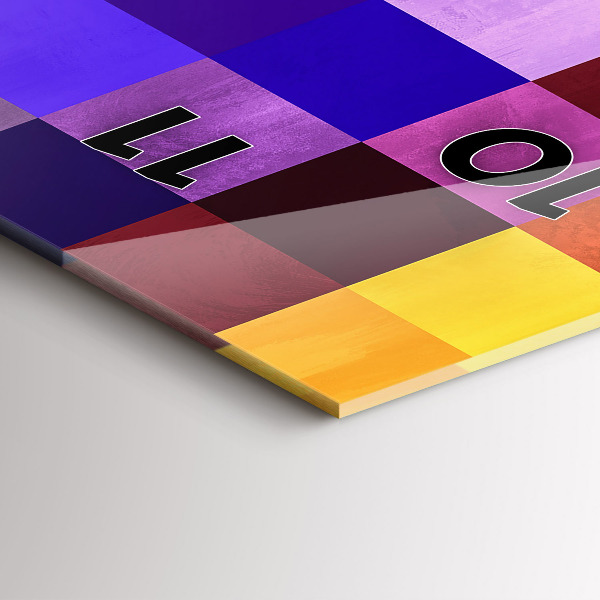 Vertikální skleněné hodiny Kompozice čtverců