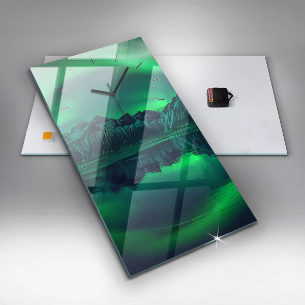 Vertikální skleněné hodiny Polární záře