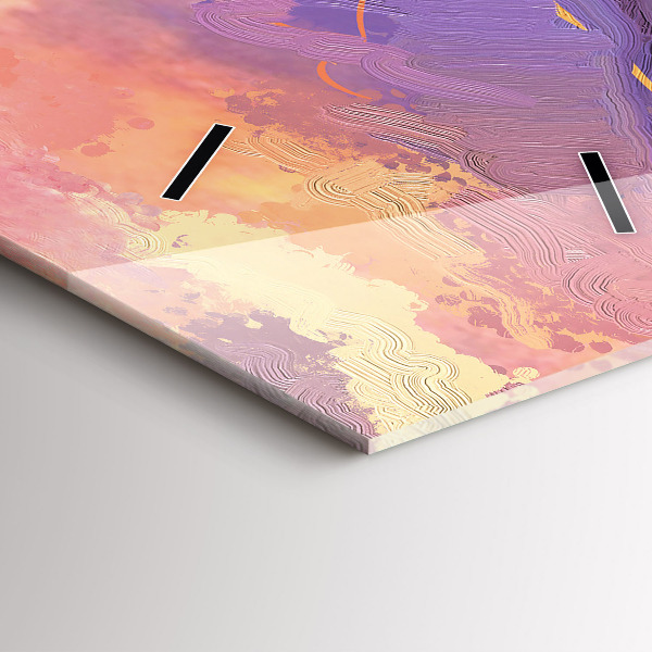 Vertikální skleněné hodiny Louka při západu slunce