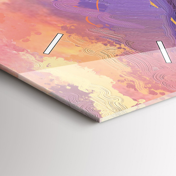 Vertikální skleněné hodiny Louka při západu slunce