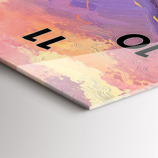 Vertikální skleněné hodiny Louka při západu slunce