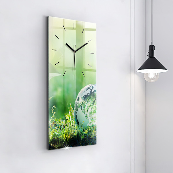 Vertikální skleněné hodiny Zeměkoule