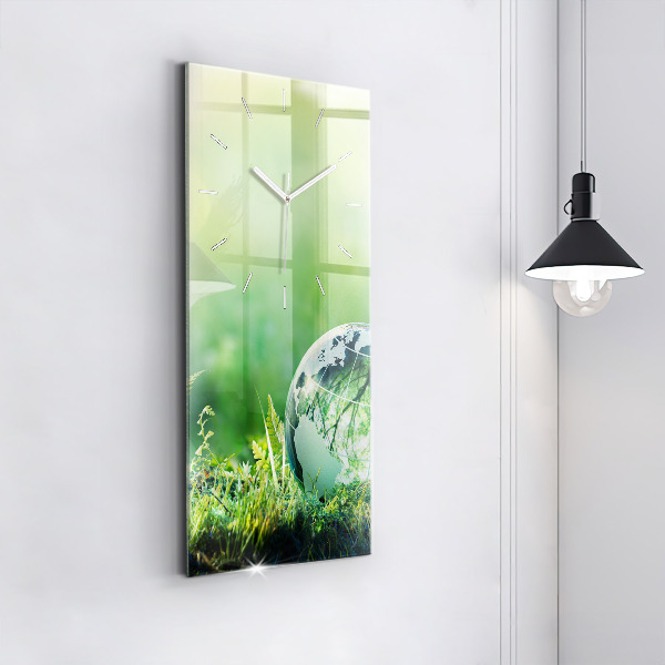 Vertikální skleněné hodiny Zeměkoule