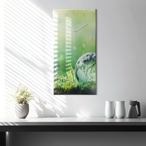 Vertikální skleněné hodiny Zeměkoule