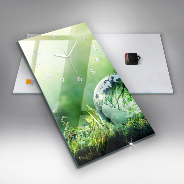 Vertikální skleněné hodiny Zeměkoule