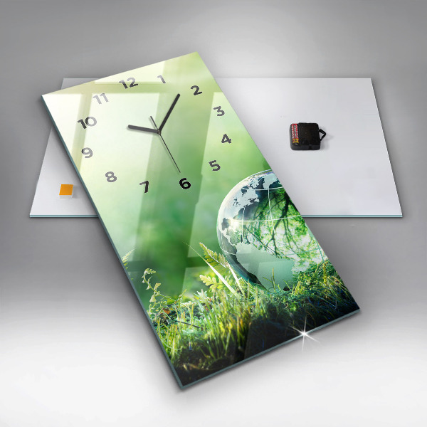 Vertikální skleněné hodiny Zeměkoule