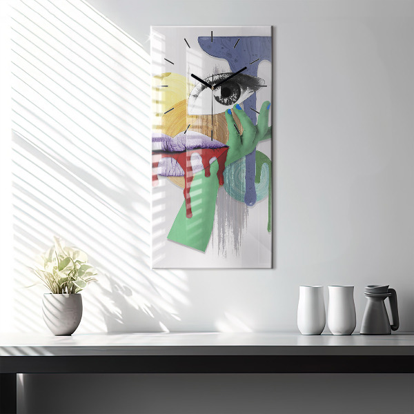 Vertikální skleněné hodiny Surrealistická koláž