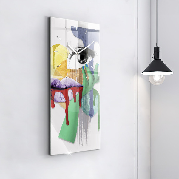 Vertikální skleněné hodiny Surrealistická koláž