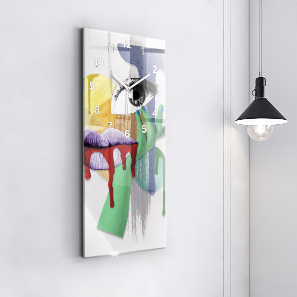 Vertikální skleněné hodiny Surrealistická koláž