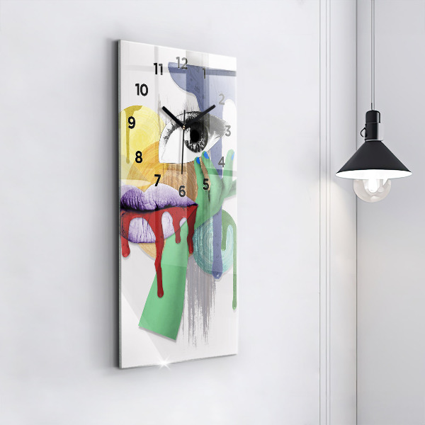 Vertikální skleněné hodiny Surrealistická koláž