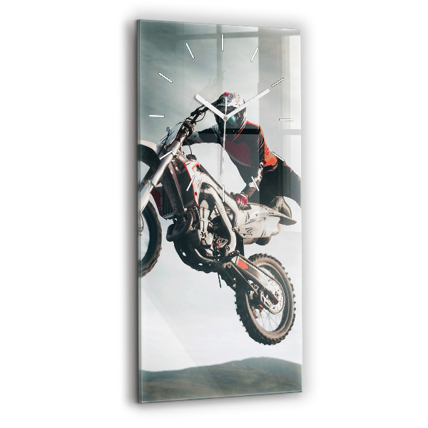 Vertikální skleněné hodiny Adrenalinový styl na motorce