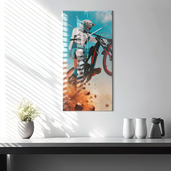 Vertikální skleněné hodiny Kaskadér a adrenalin