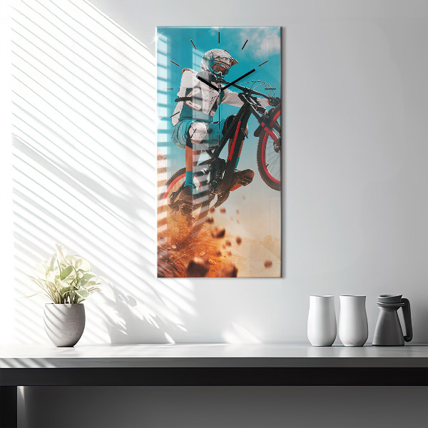 Vertikální skleněné hodiny Kaskadér a adrenalin