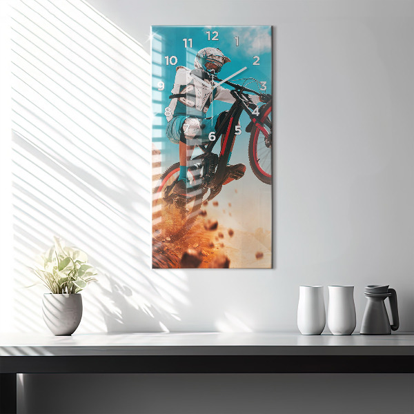 Vertikální skleněné hodiny Kaskadér a adrenalin