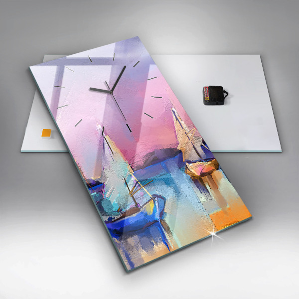 Vertikální skleněné hodiny Mořská krajina