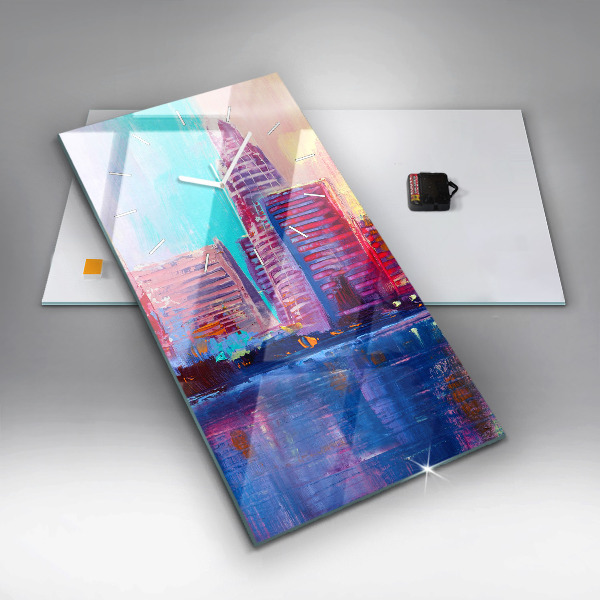 Vertikální skleněné hodiny Abstraktní mrakodrapy