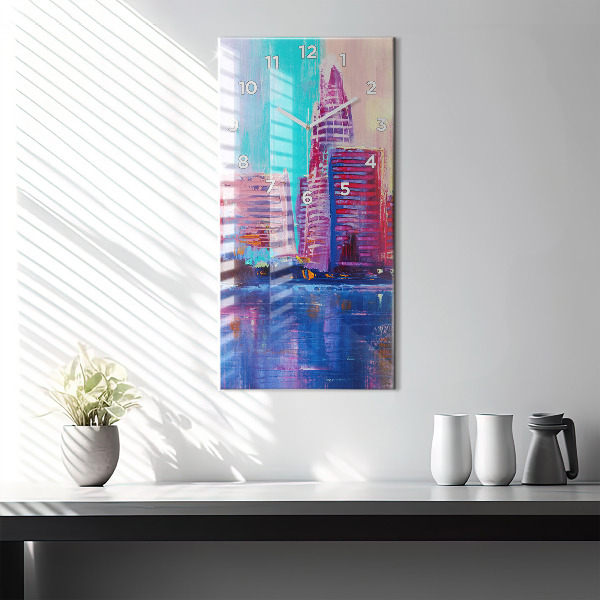 Vertikální skleněné hodiny Abstraktní mrakodrapy