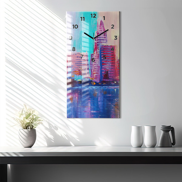 Vertikální skleněné hodiny Abstraktní mrakodrapy