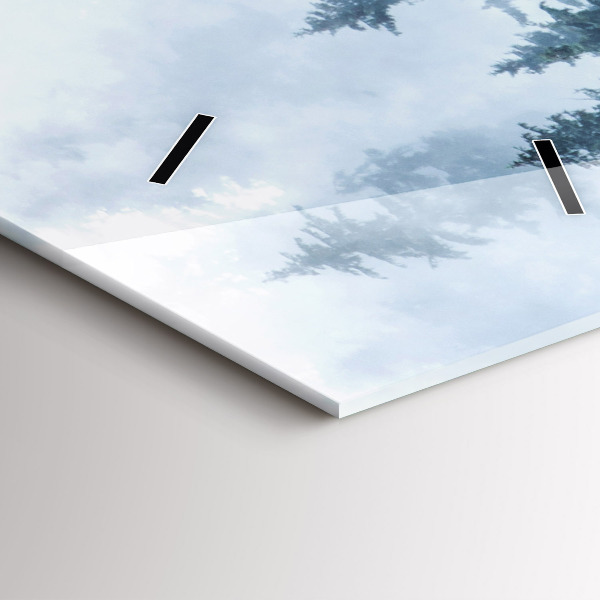 Vertikální skleněné hodiny Mlhavá horská krajina