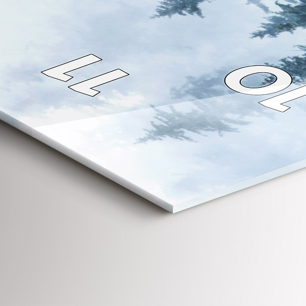 Vertikální skleněné hodiny Mlhavá horská krajina