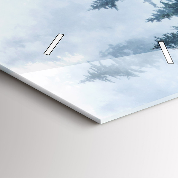 Vertikální skleněné hodiny Mlhavá horská krajina