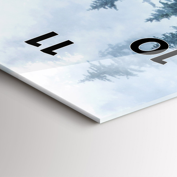 Vertikální skleněné hodiny Mlhavá horská krajina