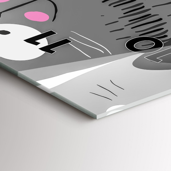 Vertikální skleněné hodiny Vzor s kočkami